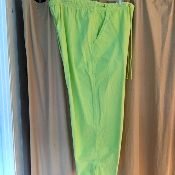 Lime Green Drawstring Cropped Pants - Picture 1 of 3